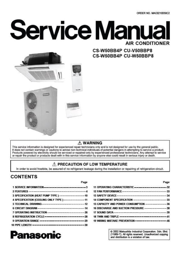 CS-W50BB4P, CU-V50BBP8, CU-W50BBP8